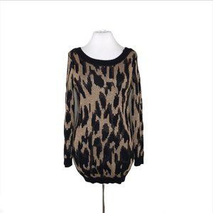 MinkPink Leopard Sparkle Open Back Sweater